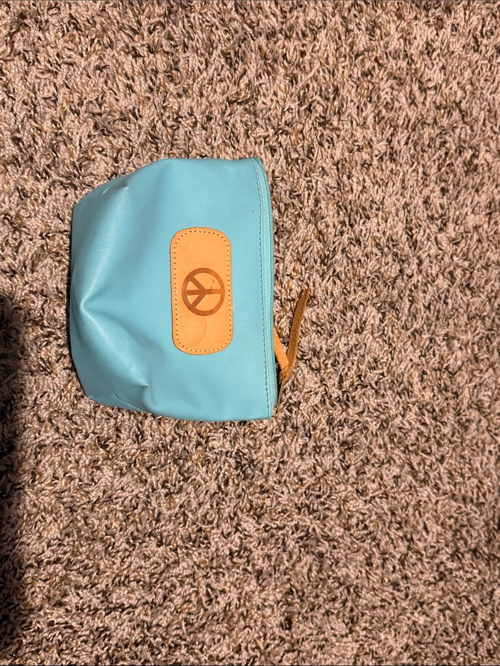 Jon Hart Design Aqua Cosmetic Pouch with Tan Leather Trim